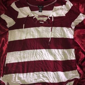 NWOT Rue 21 Striped Lace Up Top